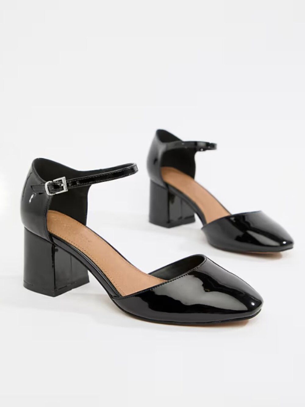 Asos Sasha Mid Heel Maryjanes Black Patent